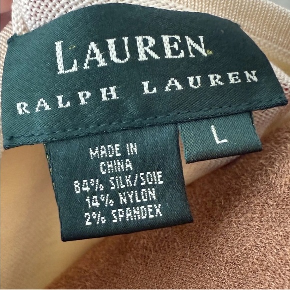 Lauren Ralph Lauren Cream 3/4 Sleeve Boatneck Silk Nylon Top Women’s Size Large - Picture 3 of 6
